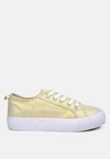 London Rag Glam Doll Knitted Sliver Platform Sneakers In Gold