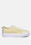 London Rag Glam Doll Knitted Sliver Platform Sneakers In Yellow