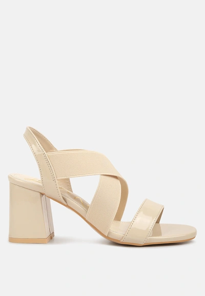 London Rag Elastic Straps Block Heel Sandals In Beige