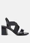 London Rag Elastic Straps Block Heel Sandals In Black