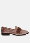 London Rag Walkin Stud Detail Velvet Loafers In Taupe