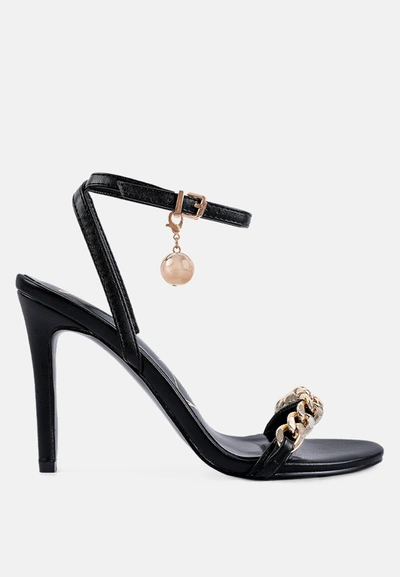 London Rag Mooning High Heeled Metal Chain Strap Sandals In Black