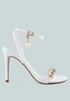 London Rag Mooning High Heeled Metal Chain Strap Sandals In White