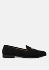 London Rag Zaara Solid Faux Suede Loafers In Black