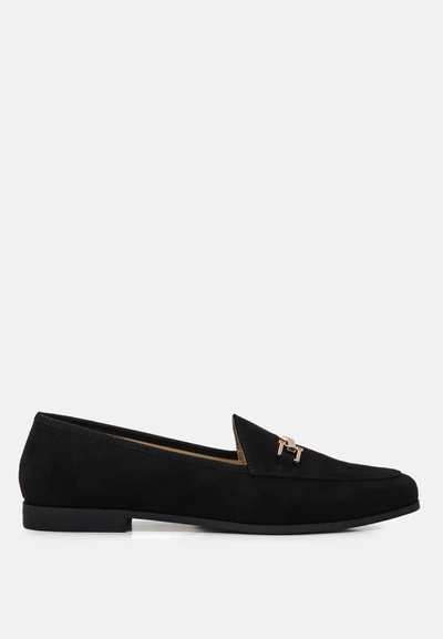 London Rag Zaara Solid Faux Suede Loafers In Black