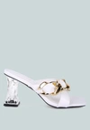 London Rag Wandy Clear Heel Chain Detail Sandals In White