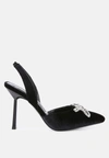 London Rag Firebird Velvet Diamante Detail Heeled Slingback Mules In Black