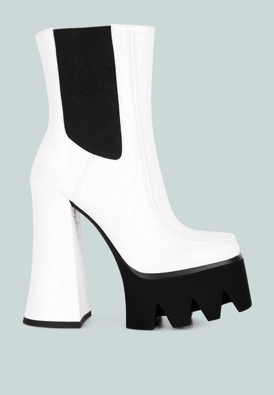 London Rag Bounty High Platform Heel Chelsea Boots In White