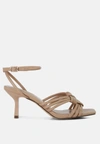 London Rag Weekend Pick Box Knot Mid Heel Sandals In Brown