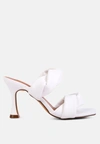 London Rag Glam Girl Twisted Strap Spool Heeled Sandals In White