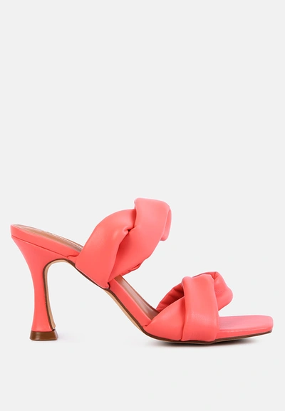 London Rag Glam Girl Twisted Strap Spool Heeled Sandals In Pink