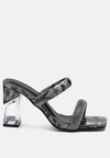 LONDON RAG KRYPTON CLEAR BLOCK HEELED MARBLE PRINT SLIDES