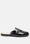 LONDON RAG BEGONIA BUCKLED FAUX LEATHER CROC MULES