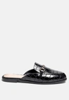 London Rag Begonia Buckled Faux Leather Croc Mules In Black