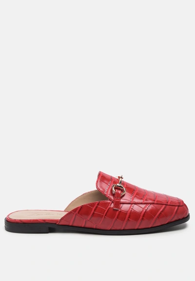 London Rag Begonia Buckled Faux Leather Croc Mules In Red