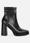 London Rag Tintin High Heeled Square Toe Ankle Boots In Black