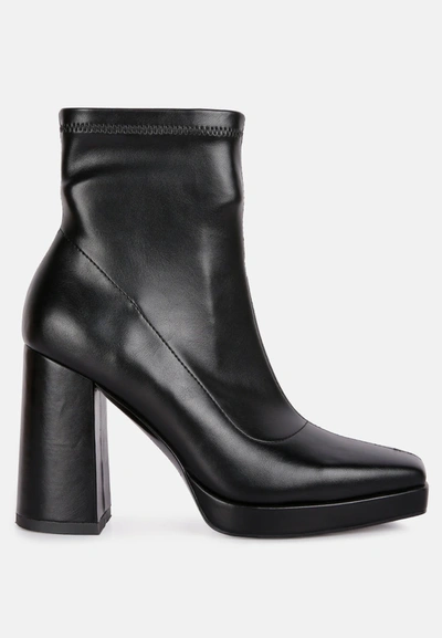 London Rag Tintin High Heeled Square Toe Ankle Boots In Black