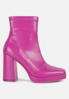 London Rag Tintin High Heeled Square Toe Ankle Boots In Pink