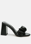 London Rag Noie Mid Block Heel Pleated Strap Sandals In Black