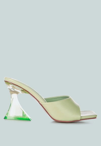 London Rag Sweet16 Clear Spool Heel Sandals In Green