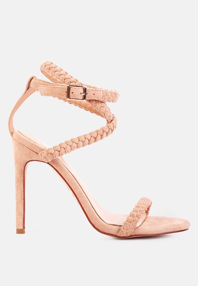 London Rag Sherri Suede Stiletto Sling-back Sandals In Nude