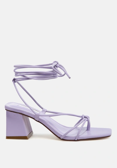 London Rag Spruce Tie Up Block Heel Sandals In Purple