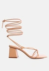 London Rag Spruce Tie Up Block Heel Sandals In Brown