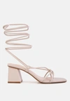 London Rag Spruce Tie Up Block Heel Sandals In Beige