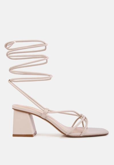 LONDON RAG SPRUCE TIE UP BLOCK HEEL SANDALS