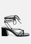 London Rag Spruce Tie Up Block Heel Sandals In Black