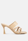London Rag Chiri Criss Cross Strap Spool Heel Sandals In Multi