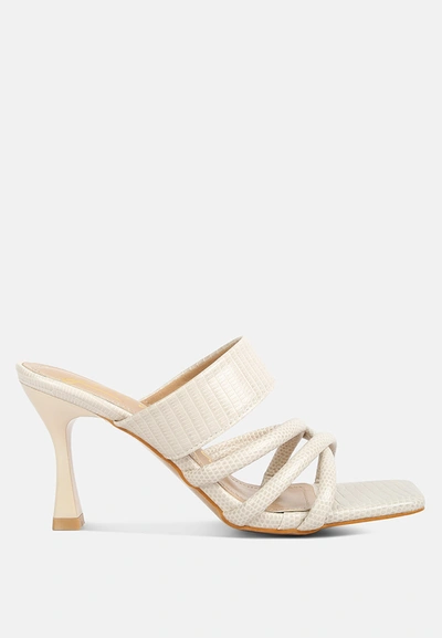 LONDON RAG CHIRI CRISS CROSS STRAP SPOOL HEEL SANDALS