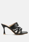 London Rag Chiri Criss Cross Strap Spool Heel Sandals In Black