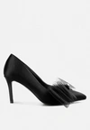 London Rag Odette Diamante Embellished Bow Stiletto Pumps In Black