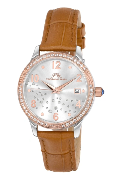 Porsamo Bleu Ruby Women's Cognac Crystal Watch In Brown