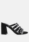 London Rag Peaches Multi Strap Diamante Detail Sandals In Black