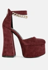London Rag Lucky Me Block Platform Sandal With Metal Chain In White