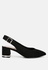 London Rag Top Job Faux Suede Slingback Sandals In Black