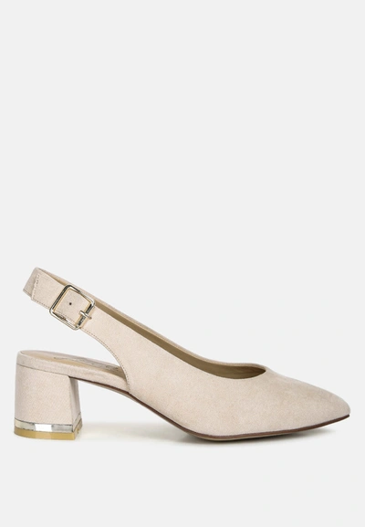 London Rag Top Job Faux Suede Slingback Sandals In Beige