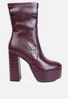 London Rag Whippers Patent Pu High Platform Ankle Boots In Red