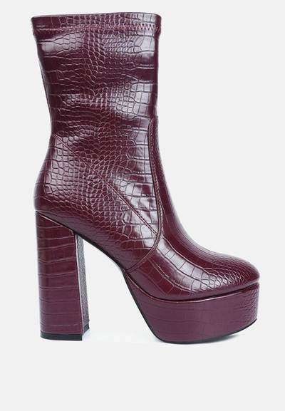 London Rag Whippers Patent Pu High Platform Ankle Boots In Red