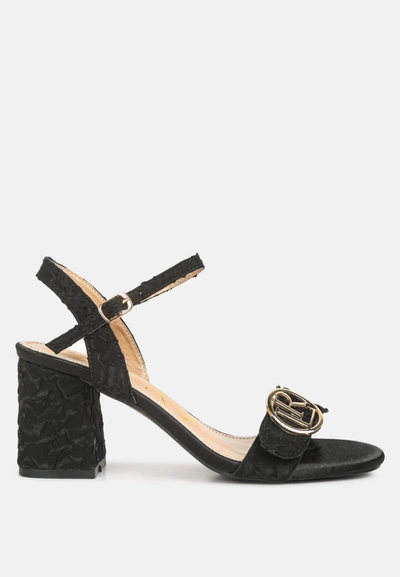 London Rag Chaplet Block Heel Pin Buckle Sandals In Black