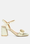 London Rag Chaplet Block Heel Pin Buckle Sandals In White