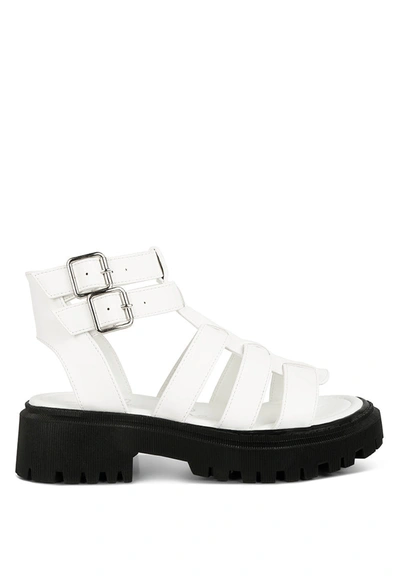 London Rag Dewey Double Buckle Detail Chunky Sandals In White