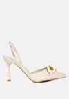 London Rag Pull Me Diamante Metal Chain Sandals In White