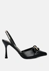 London Rag Pull Me Diamante Metal Chain Sandals In Black