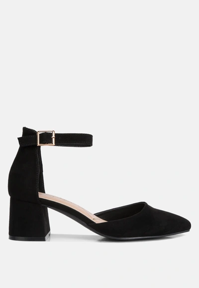 London Rag Kody Seude Ankle Strap Block Heel Sandals In Black