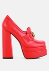 London Rag Bratz Diamante Embellished Chunky Platform Loafers In Red