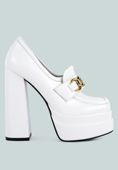 London Rag Bratz Diamante Embellished Chunky Platform Loafers In White