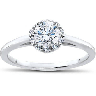 Pompeii3 3/4 Ct Lab Created Diamond Madelyn Halo Engagement Ring 14k White Gold In Silver